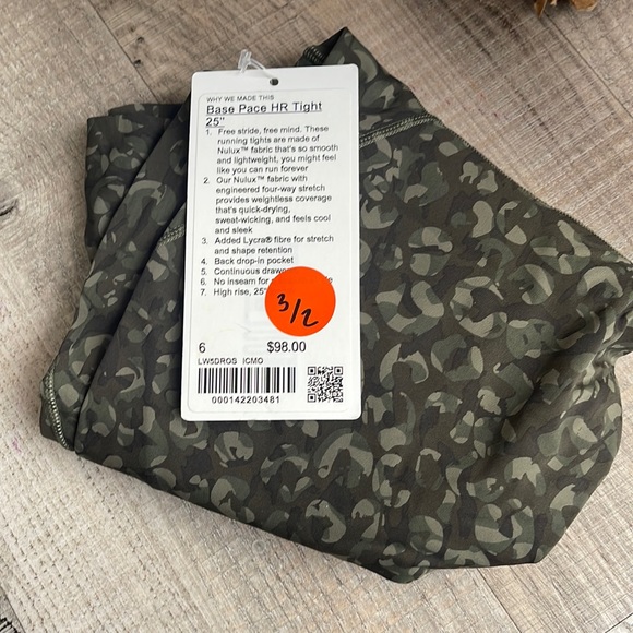 Lululemon Base Pace HR Crop 24” Leggings Intertwined Camo Olive Multi - Picture 3 of 6